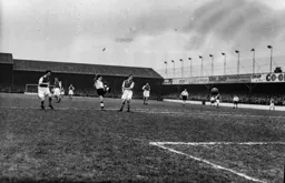 Gordon Turner shoots from the edge of the penalty area