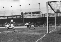 Bernard Moore`s shot beats Jock Quairney but it goes wide of the goal
