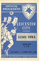 Programme: Leicester City vs Luton Town FC (6th Feb 1954)