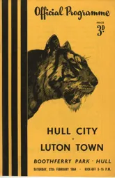 Programme: Hull City vs Luton Town FC (27th Feb 1954)