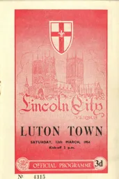 Programme: Lincoln City vs Luton Town FC (13th Mar 1954)