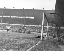 Johnny Downie`s shot finds the net to put the Town in front