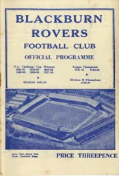 Programme: Blackburn Rovers vs Luton Town FC (27th Mar 1954)