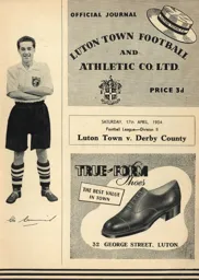 Programme: Luton Town FC vs Derby County (17th Apr 1954)