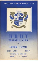 Programme: Bury vs Luton Town FC (24th Apr 1954)