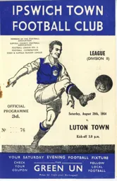 Programme: Ipswich Town vs Luton Town FC (28th Aug 1954)