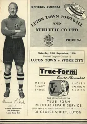 Programme: Luton Town FC vs Stoke City (18th Sep 1954)