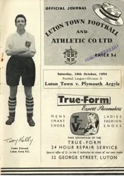 Programme: Luton Town FC vs Plymouth Argyle (16th Oct 1954)