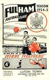 Programme: Fulham vs Luton Town FC (23rd Oct 1954)