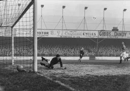 Ken Hardwick is beaten by Gordon Turner`s shot for Town`s first goal