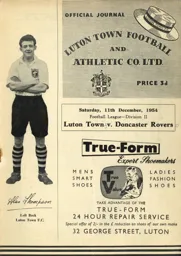 Programme: Luton Town FC vs Doncaster Rovers (11th Dec 1954)