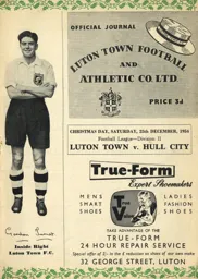 Programme: Luton Town FC vs Hull City (25th Dec 1954)
