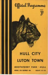 Programme: Hull City vs Luton Town FC (27th Dec 1955)