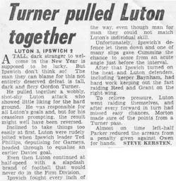 Match Report: Luton Town FC vs Ipswich Town (1st Jan 1955)