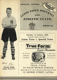 Programme: Luton Town FC vs Ipswich Town (1st Jan 1955)