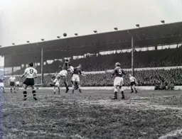 Two defenders manage to deal with the threat of Gordon Turner on this occasion