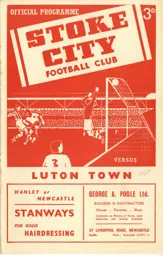 Programme: Stoke City vs Luton Town FC (5th Feb 1955)