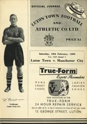 Programme: Luton Town FC vs Manchester City (19th Feb 1955)
