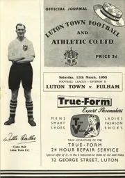 Programme: Luton Town FC vs Fulham (12th Mar 1955)