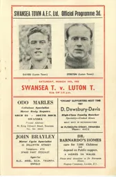 Programme: Swansea Town vs Luton Town FC (19th Mar 1955)