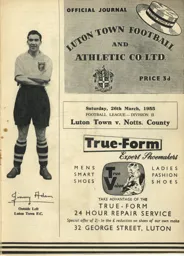 Programme: Luton Town FC vs Notts County (26th Mar 1955)