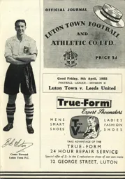 Programme: Luton Town FC vs Leeds United (8th Apr 1955)