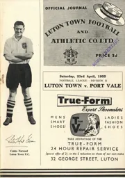 Programme: Luton Town FC vs Port Vale (23rd Apr 1955)