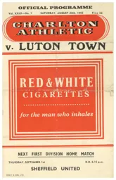 Programme: Charlton Athletic vs Luton Town FC (20th Aug 1955)