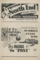 Programme: Preston North End vs Luton Town FC (24th Aug 1955)