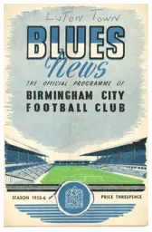 Programme: Birmingham City vs Luton Town FC (17th Sep 1955)