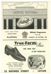 Programme: Luton Town FC vs Blackpool (8th Oct 1955)