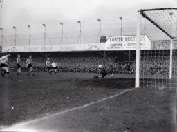 Gordon Turner (centre of picture) scores Town`s second goal