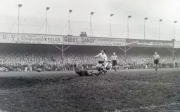 Bob Morton places the ball past Bert Williams for Town`s third goal
