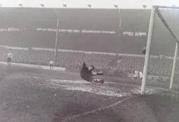 Willie Fraser has no chance as Mick Cullen`s long range shot zips into the net for Town`s second goal
