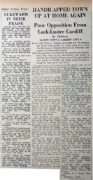 Match Report: Luton Town FC vs Cardiff City (3rd Dec 1955)