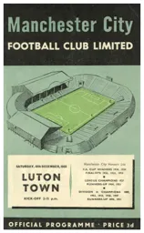 Programme: Manchester City vs Luton Town FC (10th Dec 1955)