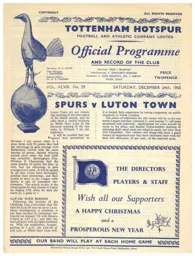 Programme: Tottenham Hotspur vs Luton Town FC (24th Dec 1955)