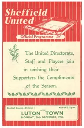 Programme: Sheffield United vs Luton Town FC (26th Dec 1955)
