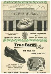 Programme: Luton Town FC vs Sheffield United (27th Dec 1955)