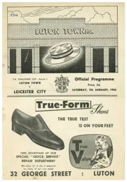 Programme: Luton Town FC vs Leicester City (11th Jan 1956)