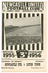 Programme: Newcastle United vs Luton Town FC (14th Jan 1956)