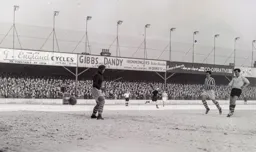 Jimmy Adam shoots past Jack Wheeler but the referee has spotted an infringement