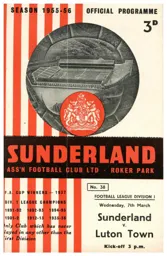 Programme: Sunderland vs Luton Town FC (7th Mar 1956)