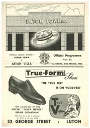 Programme: Luton Town FC vs Aston Villa (24th Mar 1956)