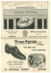 Programme: Luton Town FC vs Chelsea (30th Mar 1956)