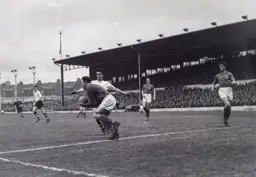 Reg Pearce hopes for a slip up by the keeper