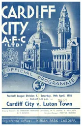 Programme: Cardiff City vs Luton Town FC (14th Apr 1956)