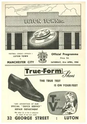 Programme: Luton Town FC vs Manchester City (21st Apr 1956)