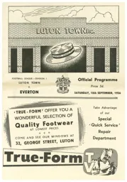 Programme: Luton Town FC vs Everton (15th Sep 1956)