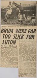 Match Report: Birmingham City vs Luton Town FC (20th Oct 1956)